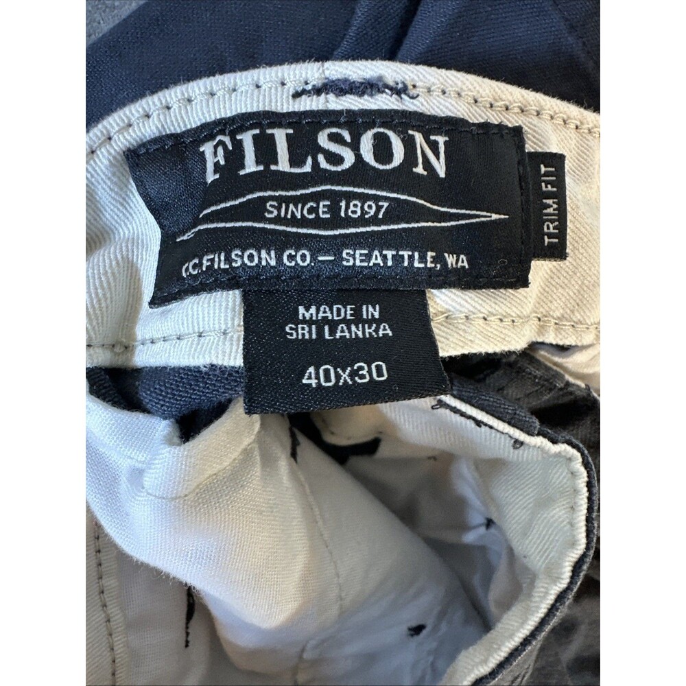 Filson Chino Pants 40x30 Dark Navy Trim Fit Mens Draftsman Canvas Pants Mens